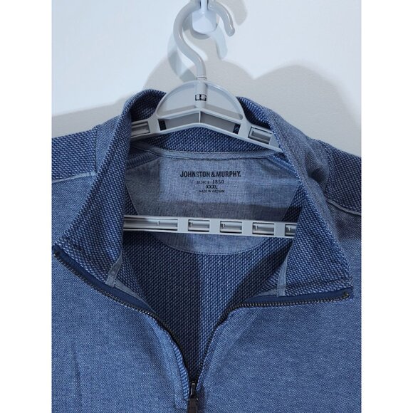 Johnston & Murphy Blue Quarter-Zip Pullover Sweater XXL Long Sleeve Mens Lightwe - Picture 2 of 11